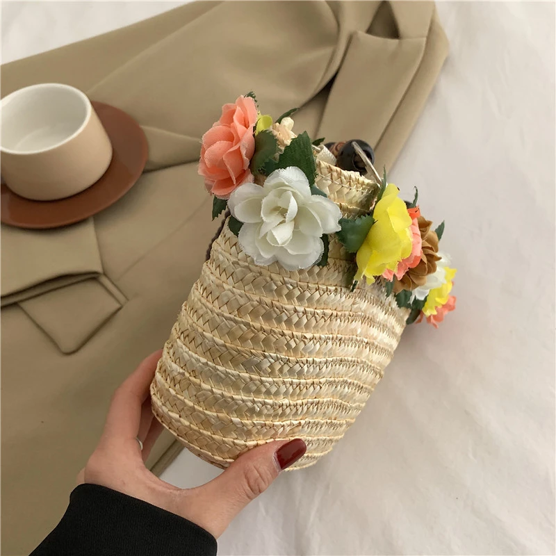 6 Colors Summer Straw Bag Fashion Designer Women Handbag 2024 New Beach Bag Portable Travel  Woven Handle Tote Bag Female Bolsas