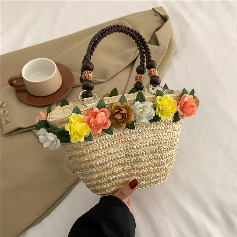 beige straw bag