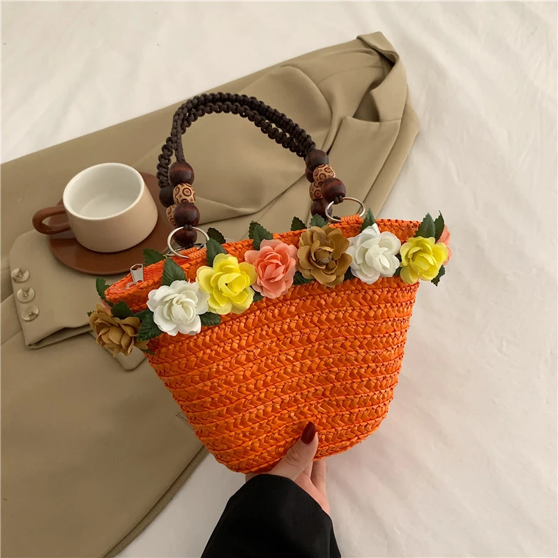 orange straw bag