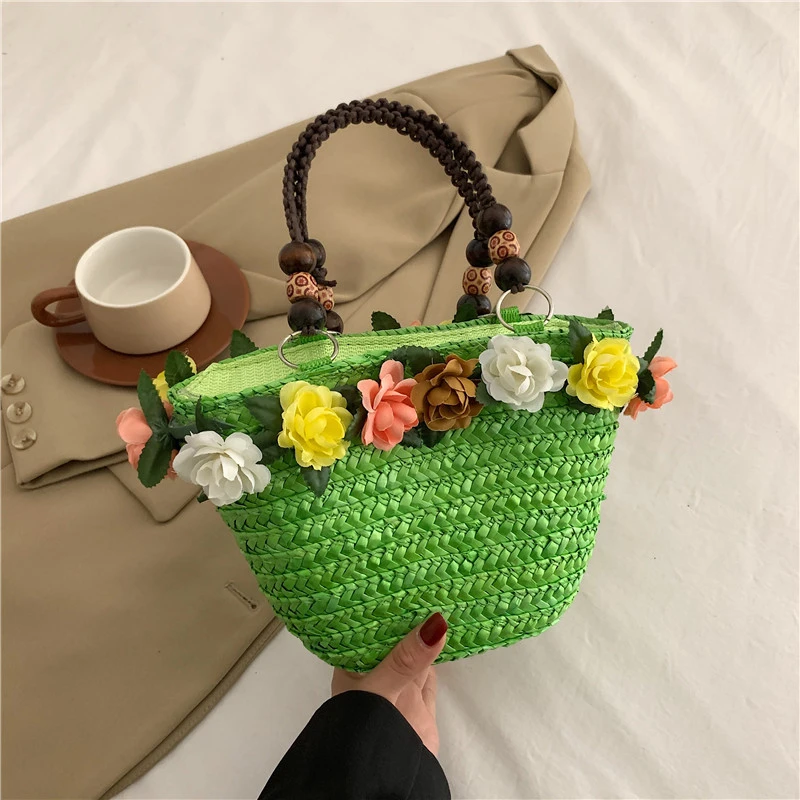 green straw bag