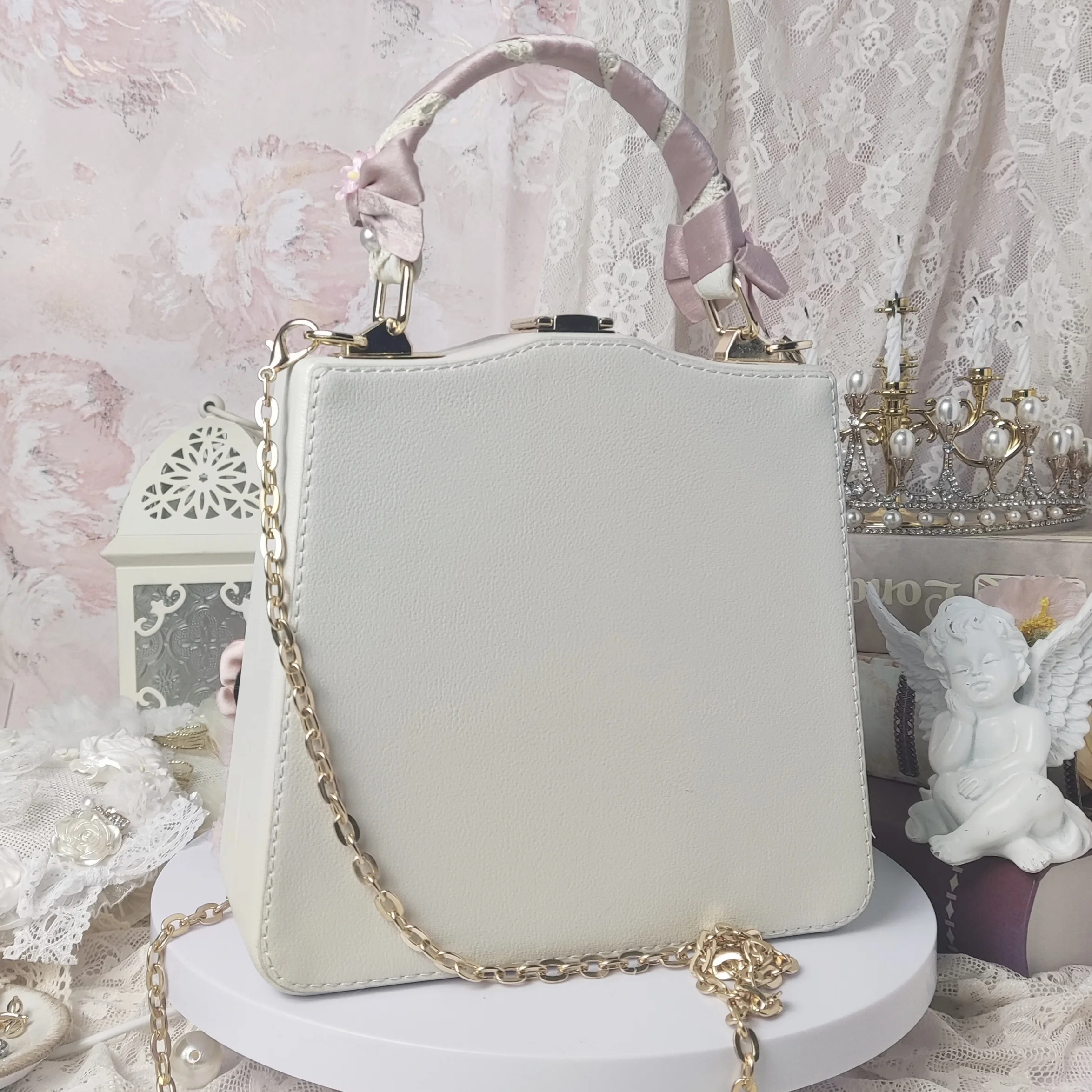 [Original] Handmade Gorgeous Flower Wedding Pink Handbag Retro Crossbody