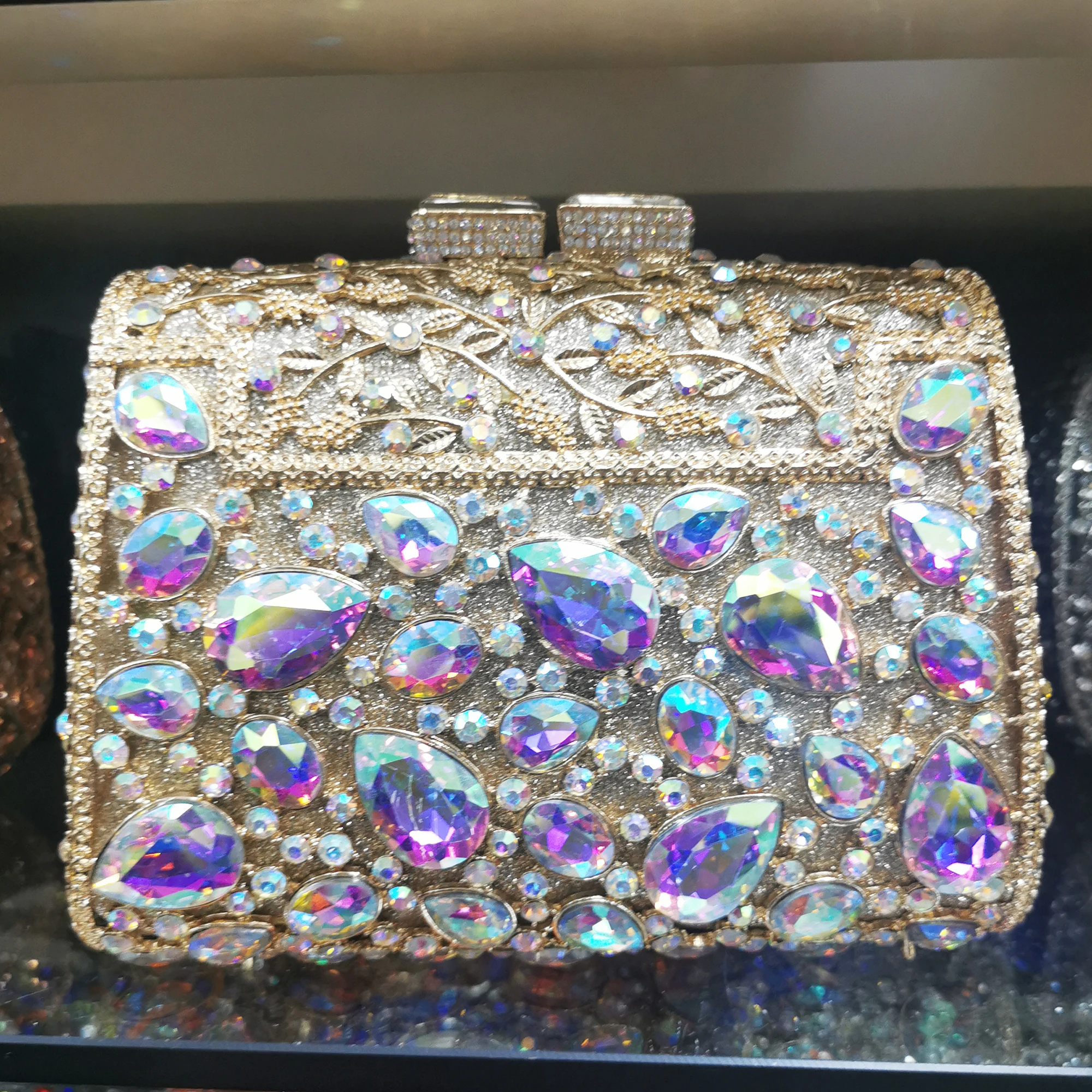 New Arrival Large Green Crystal Formal EveningStone Women Diamond Clutches Luxury Silver Metal Lady Party Wedding Purse  Handbag