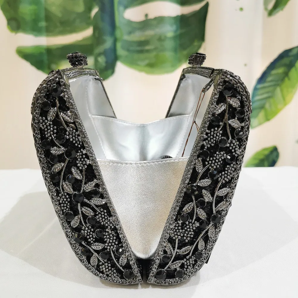 New Arrival Large Green Crystal Formal EveningStone Women Diamond Clutches Luxury Silver Metal Lady Party Wedding Purse  Handbag