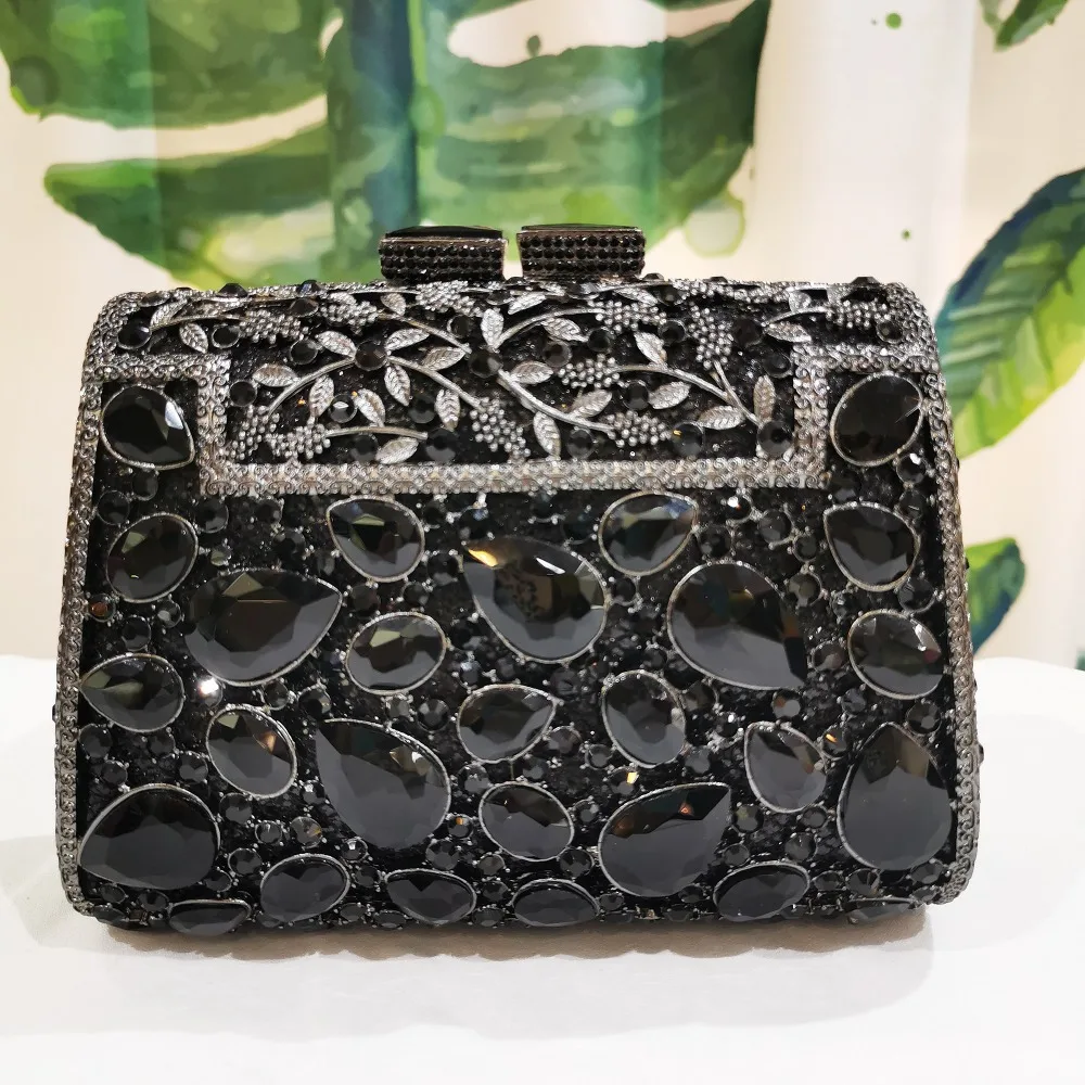 New Arrival Large Green Crystal Formal EveningStone Women Diamond Clutches Luxury Silver Metal Lady Party Wedding Purse  Handbag