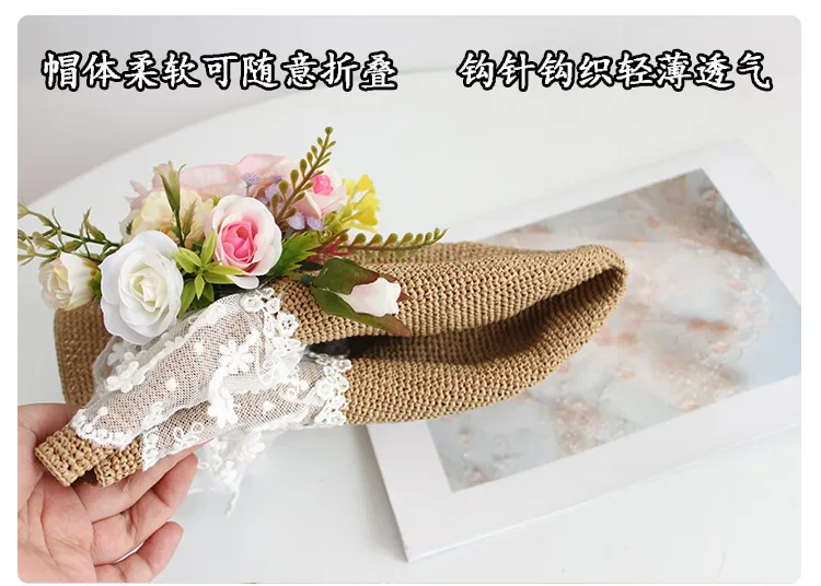 Women Fashion Summer Beach Bag and Hat Suit Multicolor Artificial Flowers Lace Rattan Handbag Bohemia Weave Straw Casual Tote