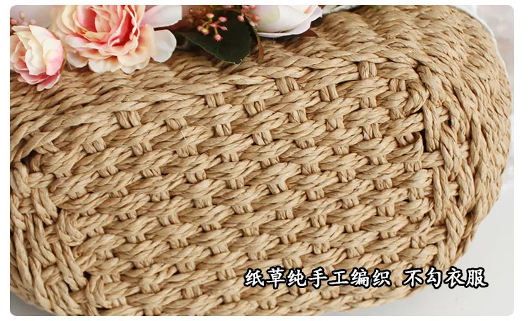 Women Fashion Summer Beach Bag and Hat Suit Multicolor Artificial Flowers Lace Rattan Handbag Bohemia Weave Straw Casual Tote