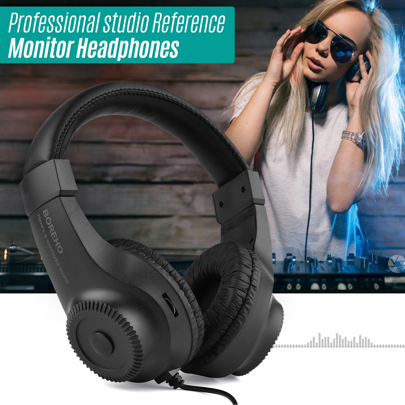 Wired Stereo Monitor Headphones Over-ear Headset with 50mm Driver 6.5mm Plug for Recording Monitoring Music (NOT for PC)