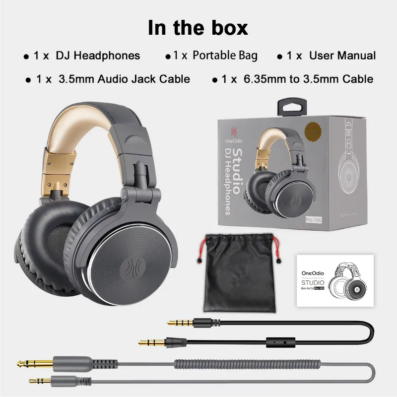 Oneodio Wired Professional Studio Pro DJ Headphones With Microphone Over Ear HiFi Monitor Music Headset Earphone For Phone PC