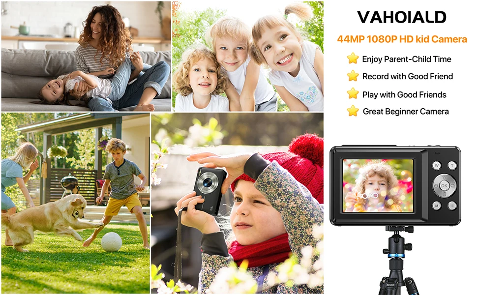 Digital Camera Children Camera for Children Camcorder with 16x Zoom Compact Cameras 1080P 44MP Cameras for Beginner Photography