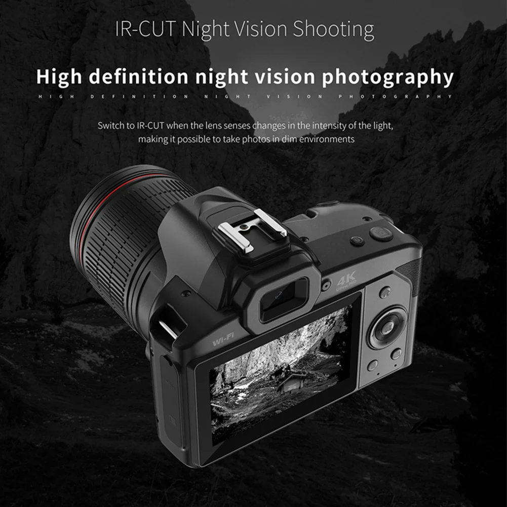 HD WiFi Digital Camera 4K Recording DSLR Camera Digital Shoot Camera With 16X Digital Zoom 4K Dual Lens Professional Camcorder