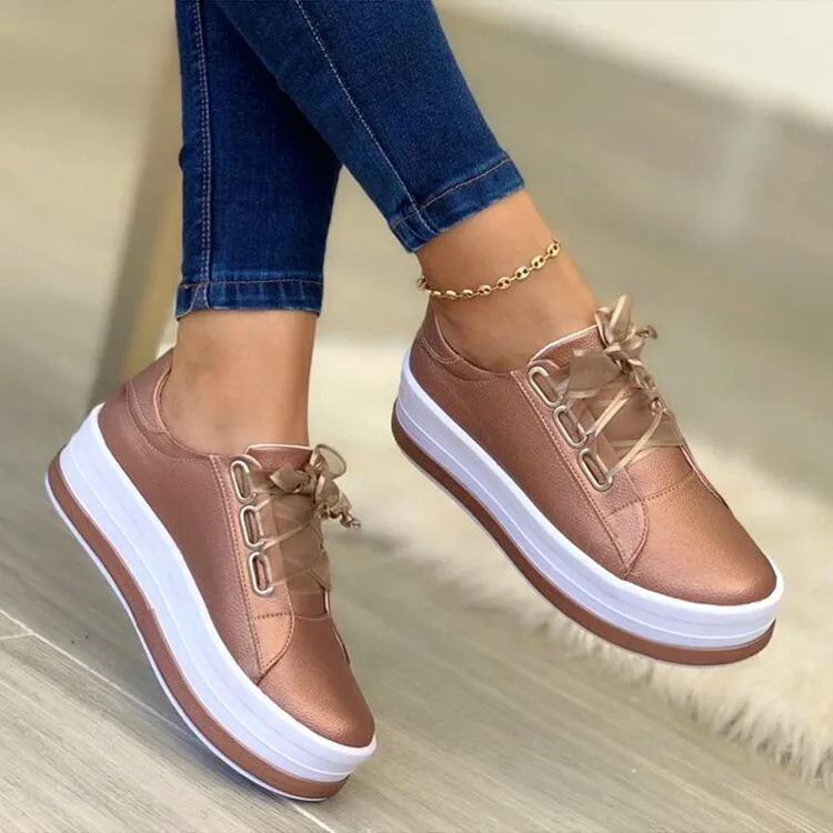 Women's Sports Sneakers Platform Shoes Fashion Wedges Female Tennis Casual Lace Up Running Ladies Footwear 2023 Zapatillas Mujer