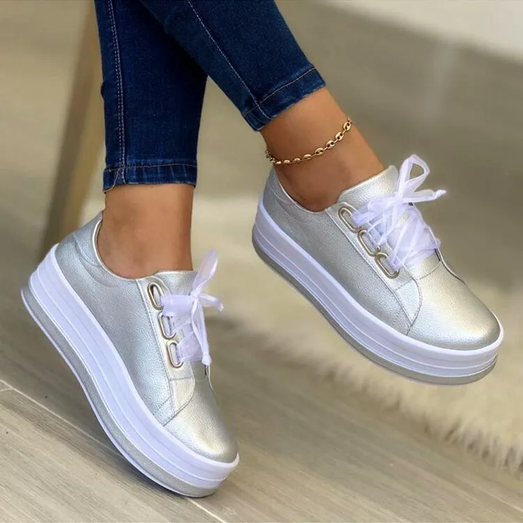 Women's Sports Sneakers Platform Shoes Fashion Wedges Female Tennis Casual Lace Up Running Ladies Footwear 2023 Zapatillas Mujer