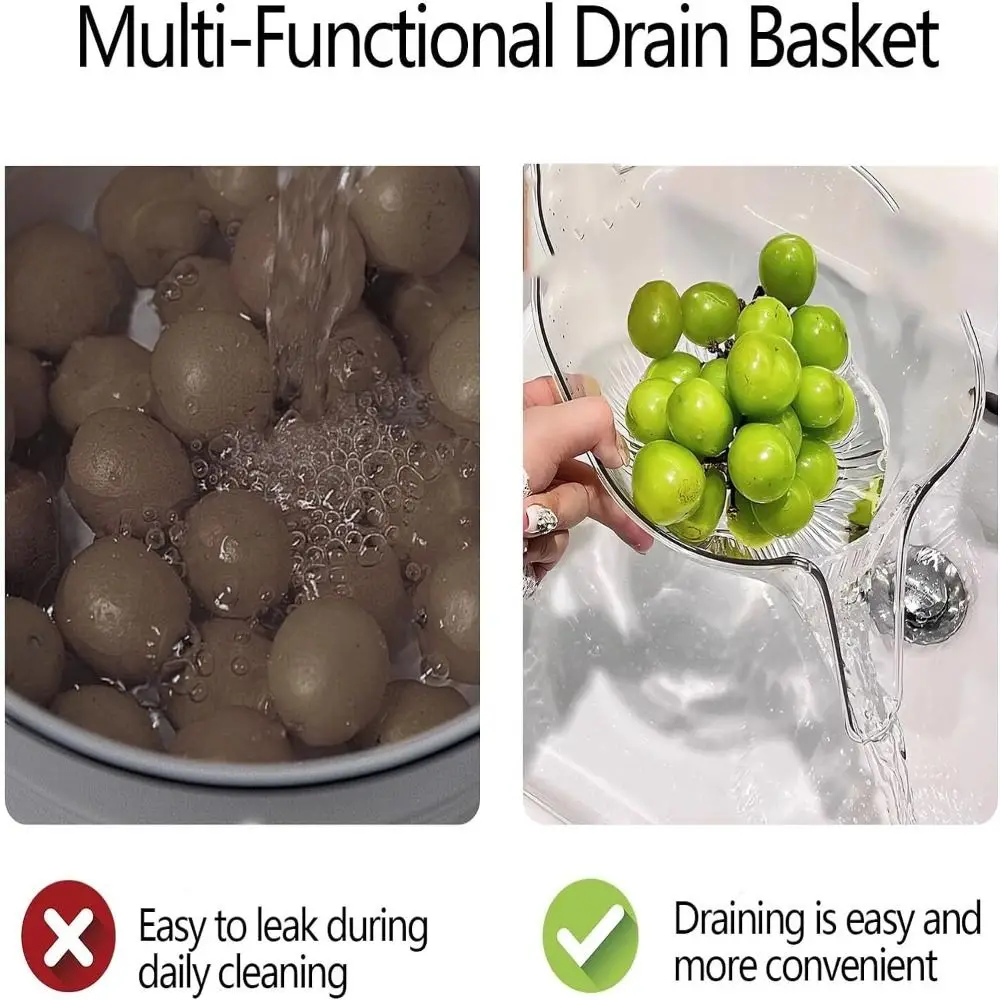 Multifunctional Drain Basket Drain Bowl Household Sink Vegetable Basin Kitchen Washing Fruit Plate Plastic