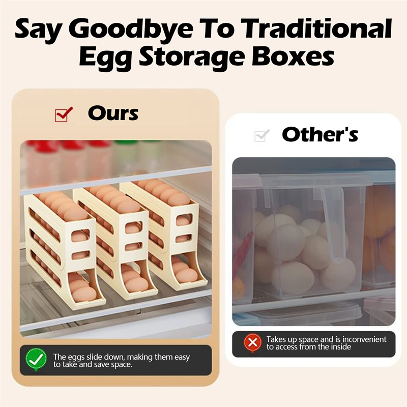 Refrigerator Egg Storage Box Automatic Scrolling Egg Holder Household Large Capacity Kitchen Dedicated Roll Off Egg Storage Rack