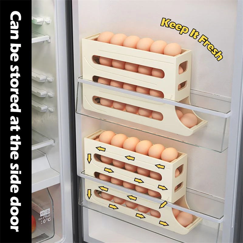 Refrigerator Egg Storage Box Automatic Scrolling Egg Holder Household Large Capacity Kitchen Dedicated Roll Off Egg Storage Rack