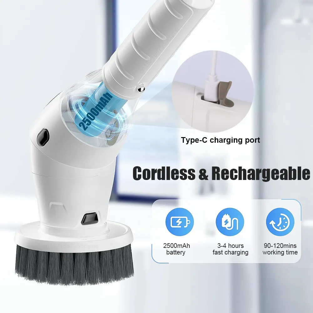 Electric Cleaning Brush 8 in 1 Multifunctional Household Wireless Rotatable Cleaning Brush For Bathroom Kitchen Windows Toilet