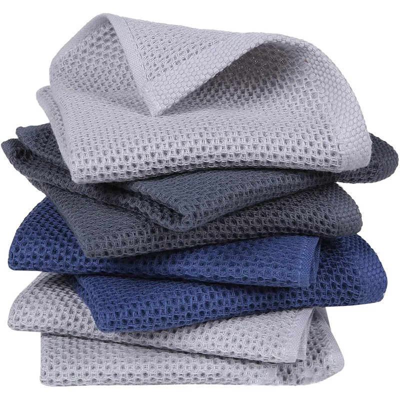 Cotton Towel Soft Absorbent Dishcloth Kitchen Dish Rags Honeycomb Breathable Face Wash Towel Household Cleaning Cloth Wash Cloth