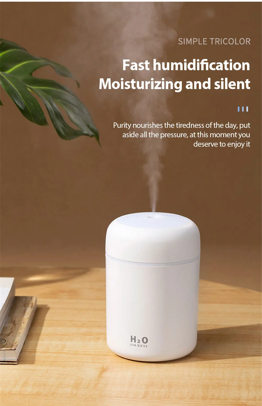 300ml Air Humidifier Portable Ultrasonic Colorful Light H2O Aroma Diffuser Cool Mist For Car Bedroom Home Purifier Humificador