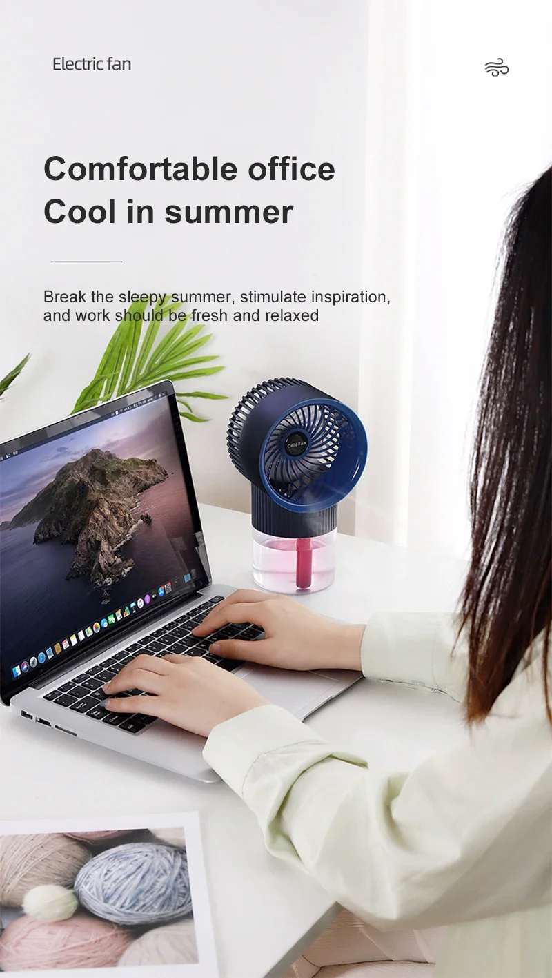 Misting USB Humidifier Cooling Fan 2-in-1 Powerful Electric Fan Handheld Home Office Fan Cooling Tool