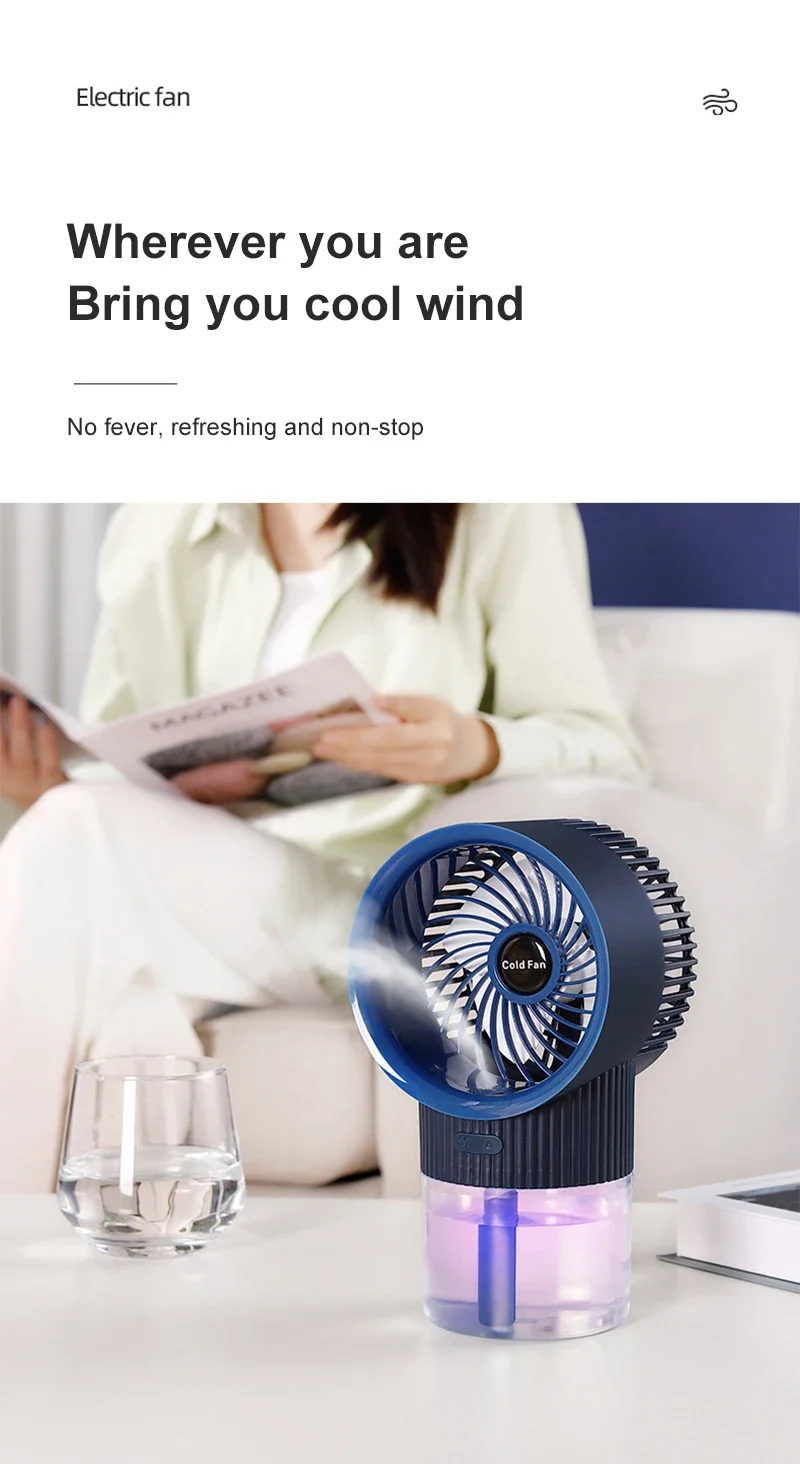 Misting USB Humidifier Cooling Fan 2-in-1 Powerful Electric Fan Handheld Home Office Fan Cooling Tool