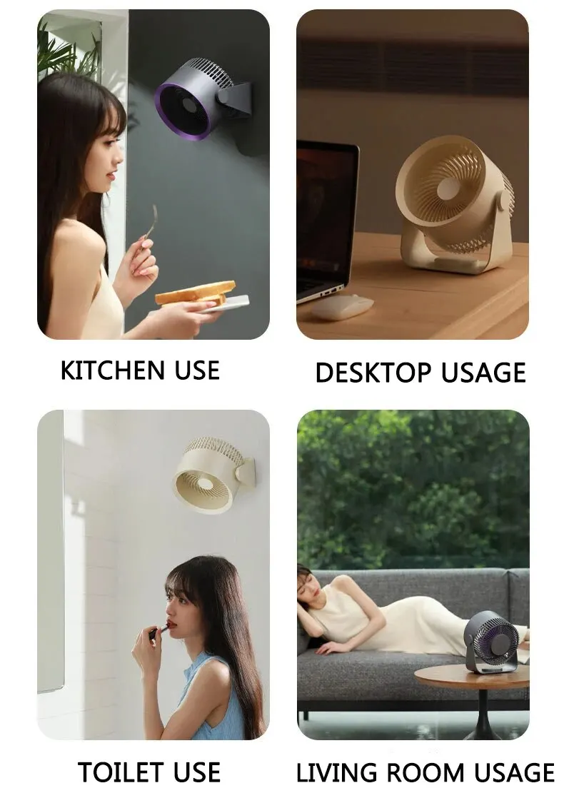 M55 Air Circulation Fan Kitchen and Bathroom Wall Mounted Fan USB Multifunctional Circulating Outdoor Desktop Electric Fan