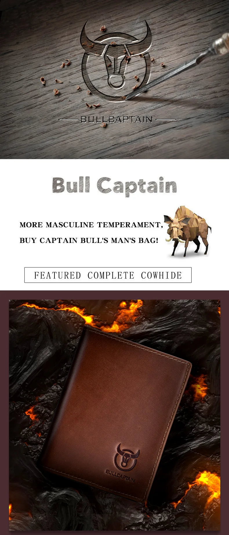 BULLCAPTAIN Large Capacity Genuine Leather Bifold Wallet Credit Card Holder for Men with 15 Card' Slots RFID Wallet