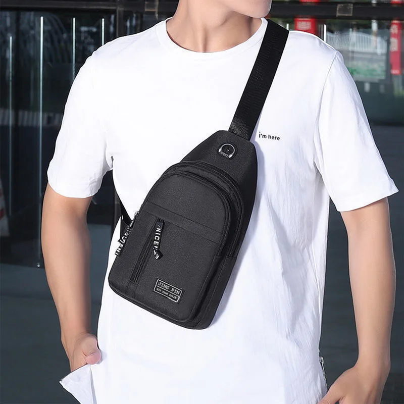 Men Anti Theft Chest Bag Shoulder Bags Short Trip Bags Men'S Leather Sling Pack Usb Charging Crossbody Travel Hiking Package