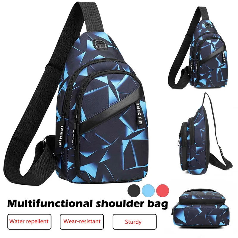 Men Anti Theft Chest Bag Shoulder Bags Short Trip Bags Men'S Leather Sling Pack Usb Charging Crossbody Travel Hiking Package