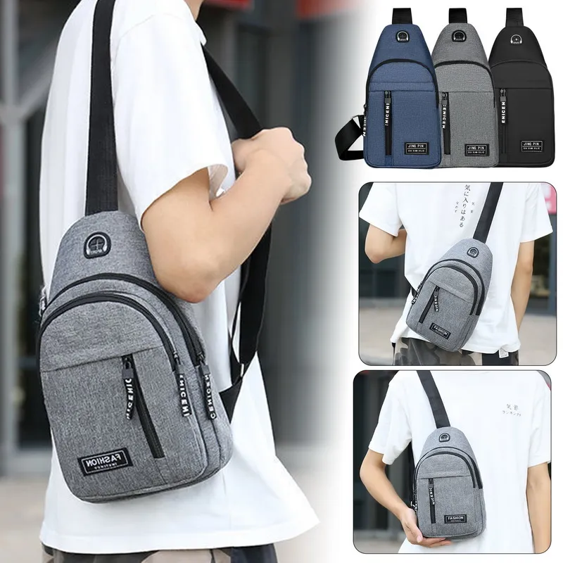 Men Anti Theft Chest Bag Shoulder Bags Short Trip Bags Men'S Leather Sling Pack Usb Charging Crossbody Travel Hiking Package
