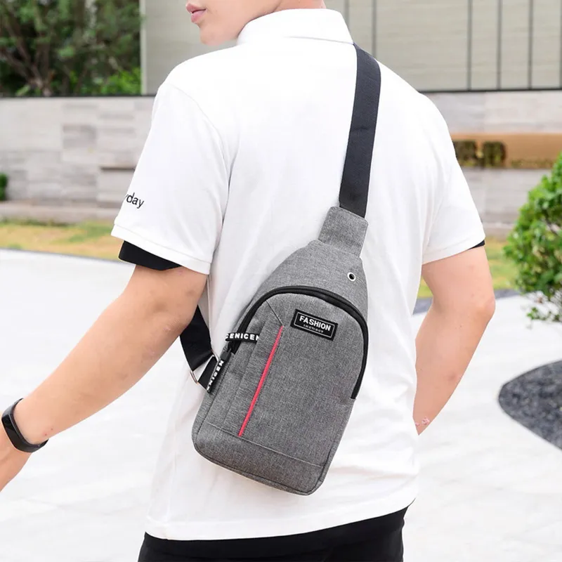 Men Anti Theft Chest Bag Shoulder Bags Short Trip Bags Men'S Leather Sling Pack Usb Charging Crossbody Travel Hiking Package