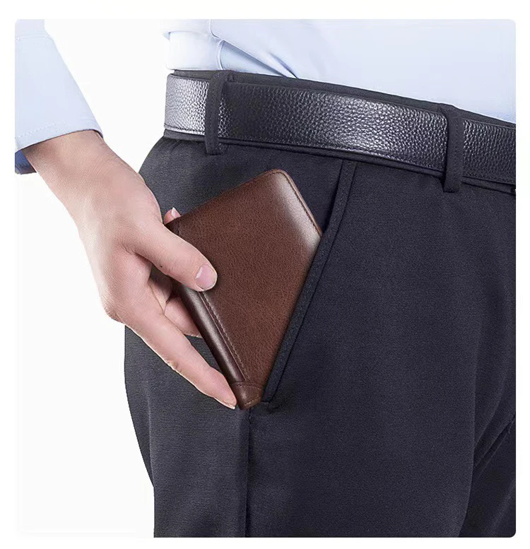 Men's Wallets RFID Blocking Genuine Leather Trifold Business Short Purse Wallet for Men with ID Window and Credit Card Holder