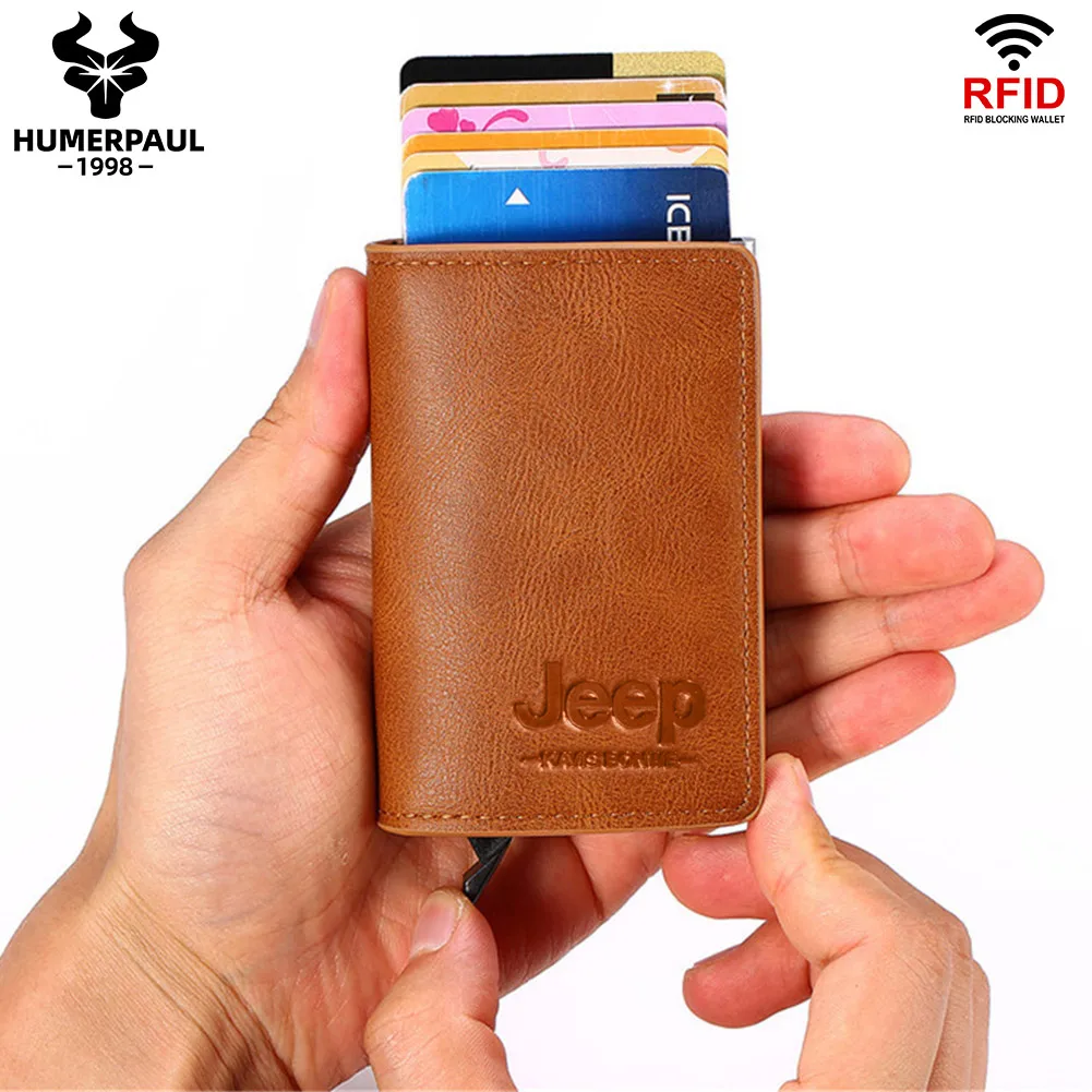 Aluminum RFID Bank Card Holder Slim Men Pop Up Smart Card Wallets Minimalist Male Walet with Money Clip Luxury Business Bag