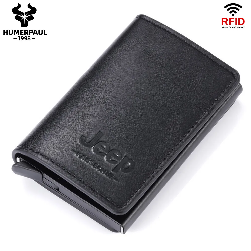 Aluminum RFID Bank Card Holder Slim Men Pop Up Smart Card Wallets Minimalist Male Walet with Money Clip Luxury Business Bag