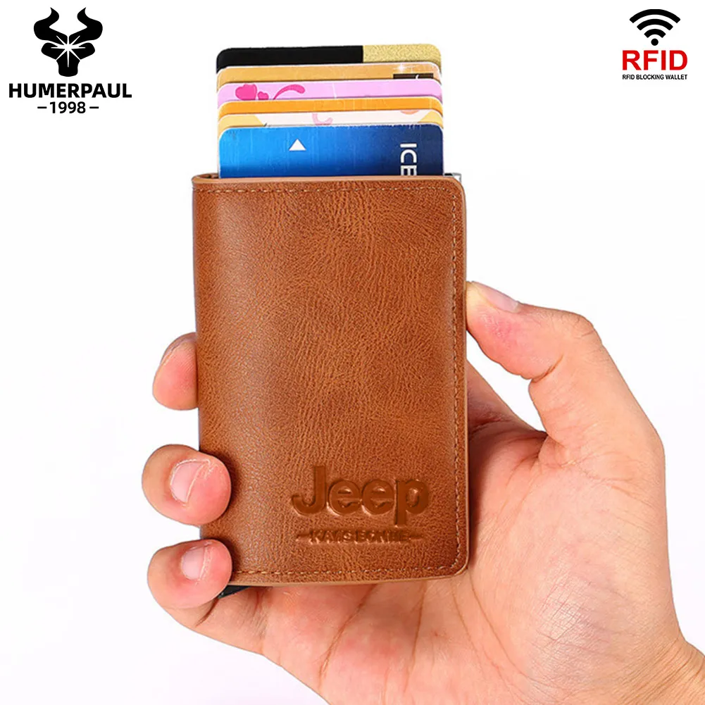 Aluminum RFID Bank Card Holder Slim Men Pop Up Smart Card Wallets Minimalist Male Walet with Money Clip Luxury Business Bag