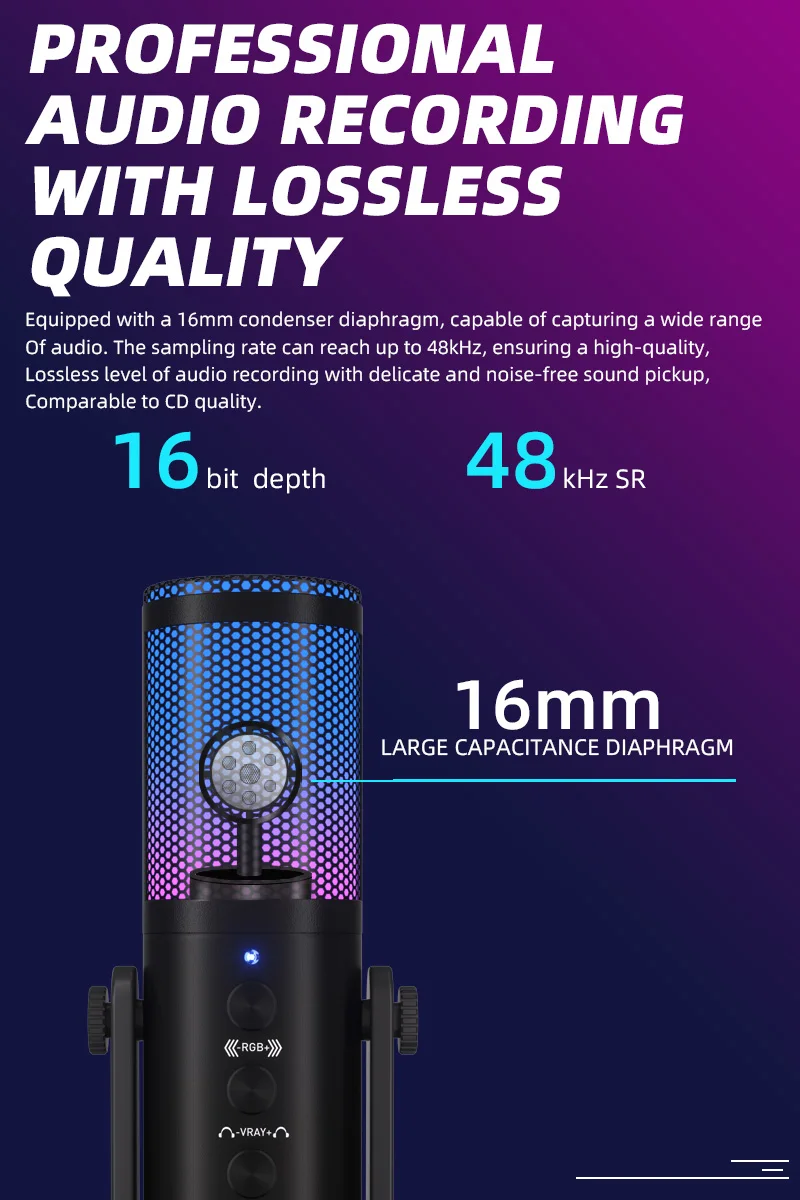 LEETA USB Microphone Studio Professional Condenser Microphone for PC Computer Recording Streaming Gaming Singing Mic