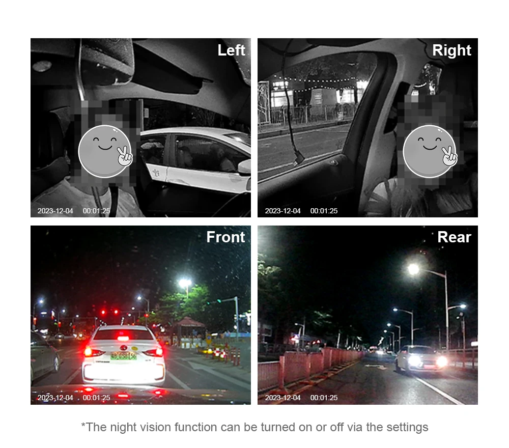 PSTIG 1080P GPS WIFI Dash Cam XS2PRO Front Left Right Rear Four Cameras 24H Parking Monitoring Night Vision CAR DVR