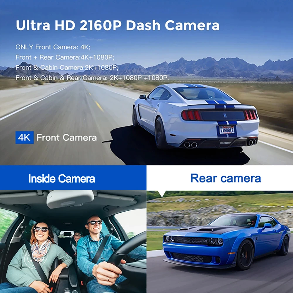 4K Car Dvr in the Car GPS 3Lens Dash Cam for Cars WIFI Video Recorder Rear View Camera for Vehicle Night Vision Car Assecories