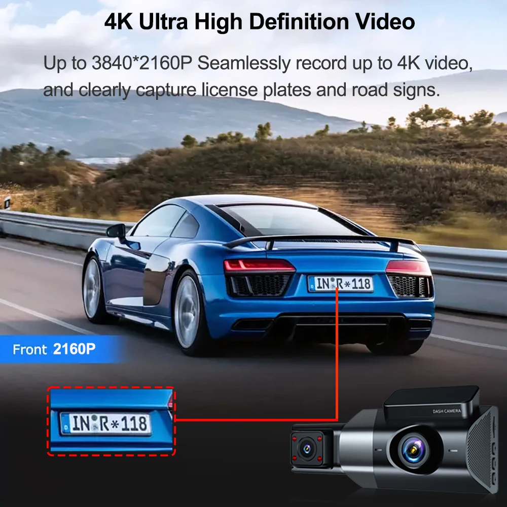 4K Car Dvr in the Car GPS 3Lens Dash Cam for Cars WIFI Video Recorder Rear View Camera for Vehicle Night Vision Car Assecories