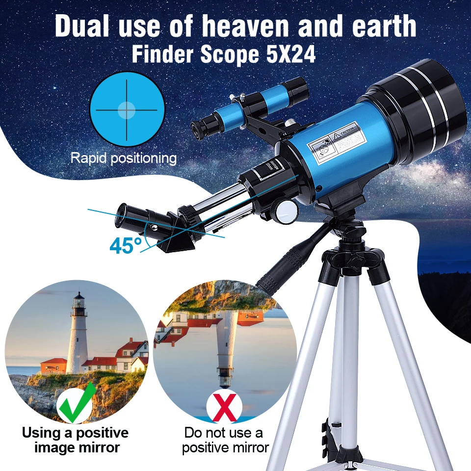 TICALA 150X Astronomical Telescope for Kids 70mm Refractor Telescopes for Astronomy Beginners with Bluetooth Camera Phone Holder