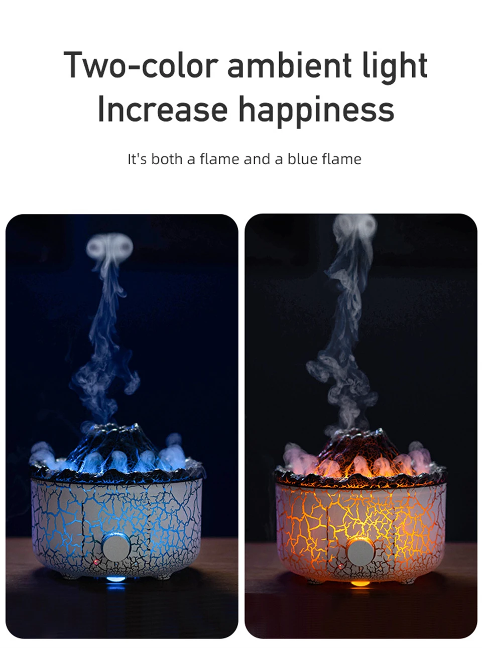 Volcano Flame Air Humidifier Aromatherapy Diffuser Smoke Ring Ultrasonic Night Lamp Remote Control Essential Oil Aroma Diffusers