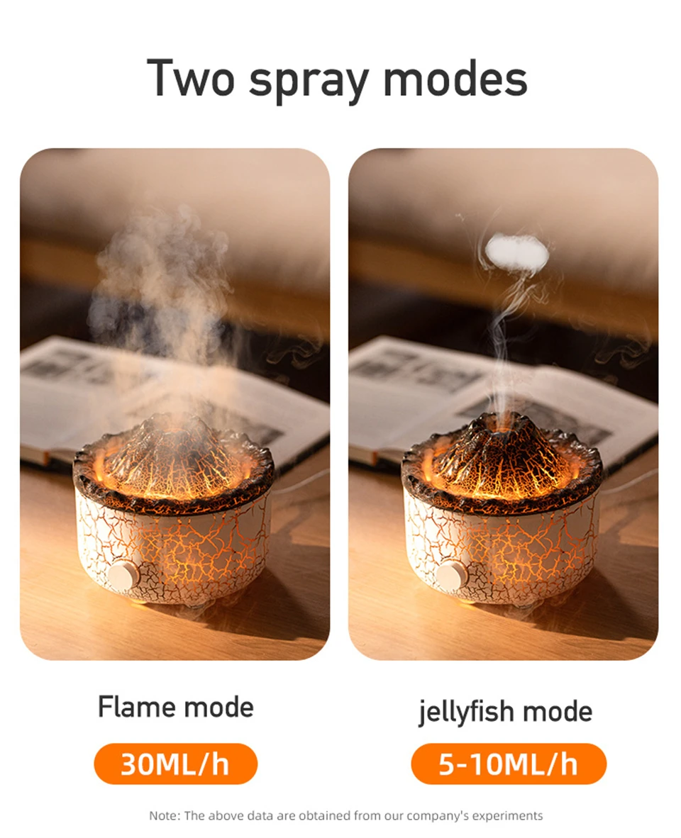 Volcano Flame Air Humidifier Aromatherapy Diffuser Smoke Ring Ultrasonic Night Lamp Remote Control Essential Oil Aroma Diffusers