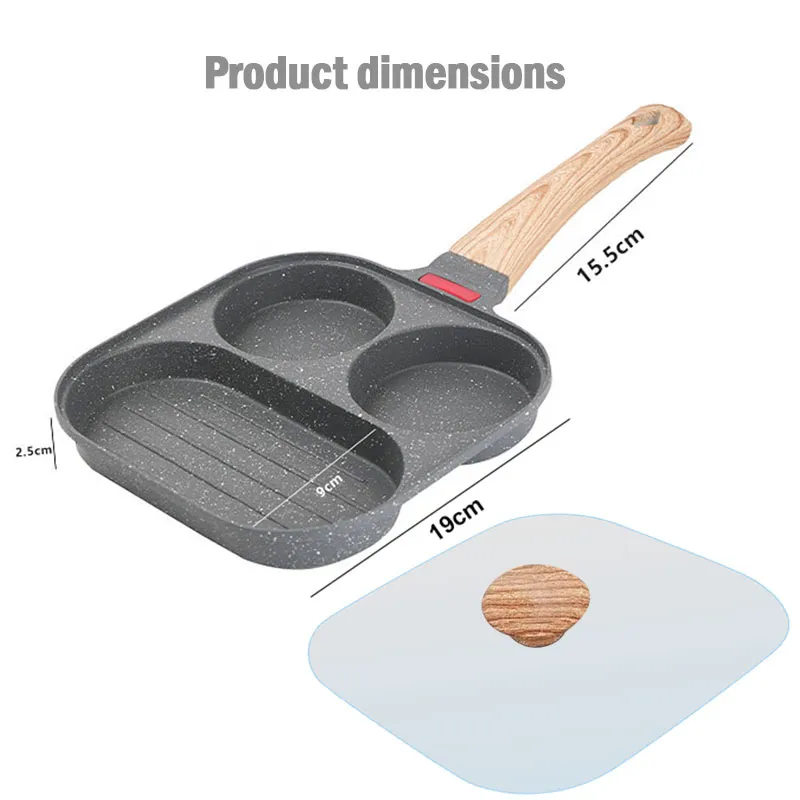 3 in 1 Kitchen Frying Pot Pan Thickened Omelet Pan Nonstick Egg Pancake Hamburg Steak Cooking Pan Breakfast Maker Cookware Pan