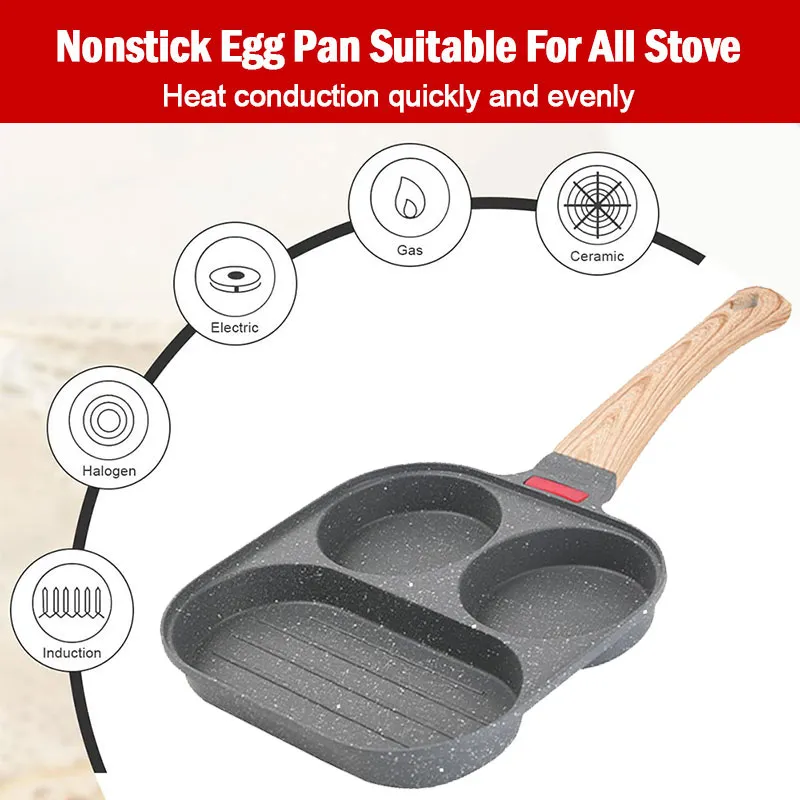 3 in 1 Kitchen Frying Pot Pan Thickened Omelet Pan Nonstick Egg Pancake Hamburg Steak Cooking Pan Breakfast Maker Cookware Pan