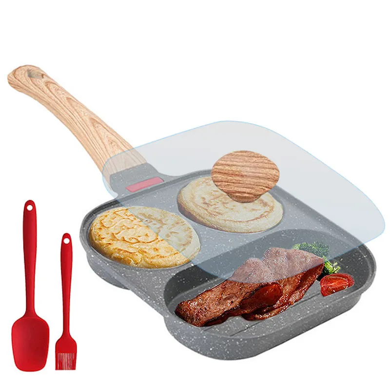 3 in 1 Kitchen Frying Pot Pan Thickened Omelet Pan Nonstick Egg Pancake Hamburg Steak Cooking Pan Breakfast Maker Cookware Pan