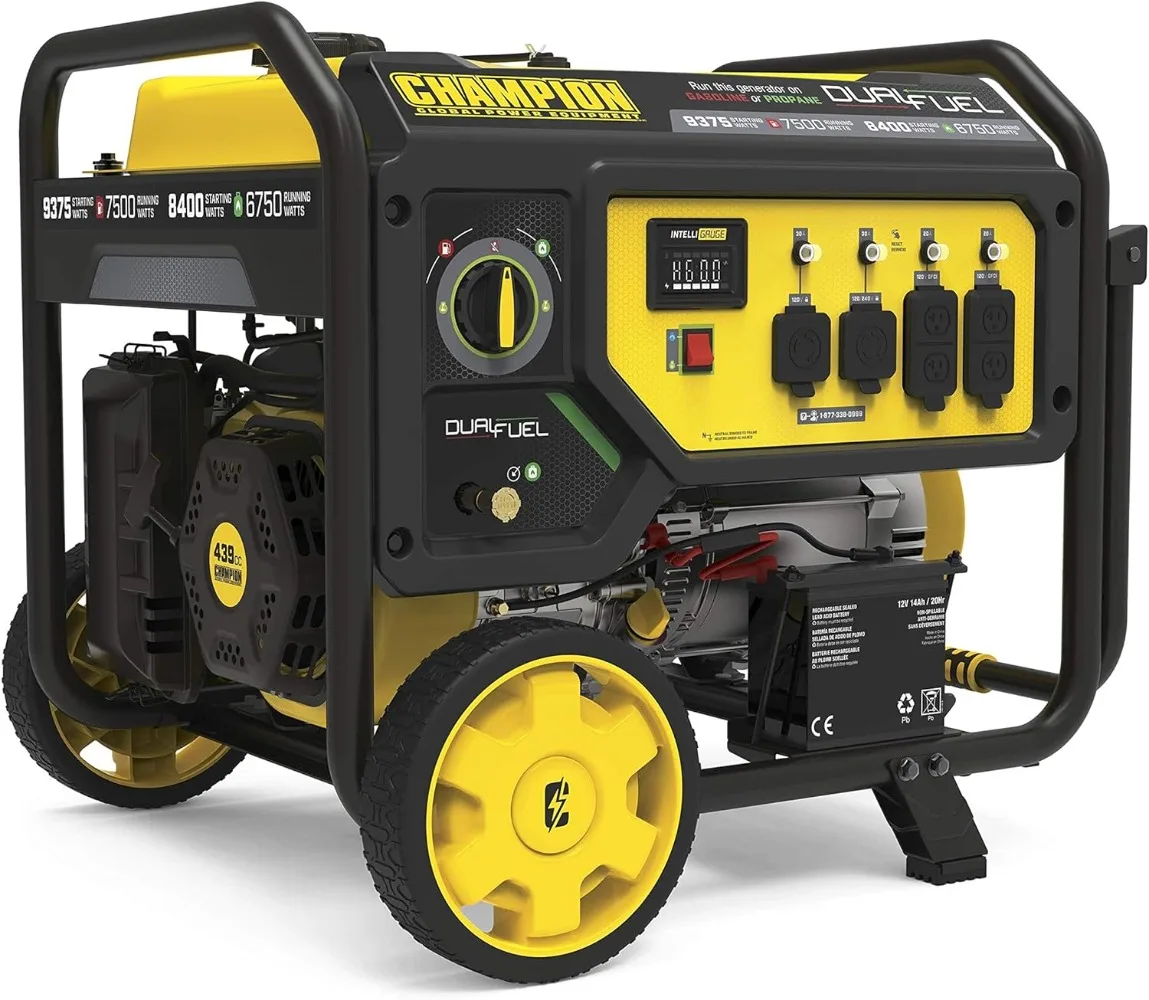 Champion Power Equipment 201052 4750/3800-Watt Dual Fuel Portable Generator with Electric Start, Wheel Kit