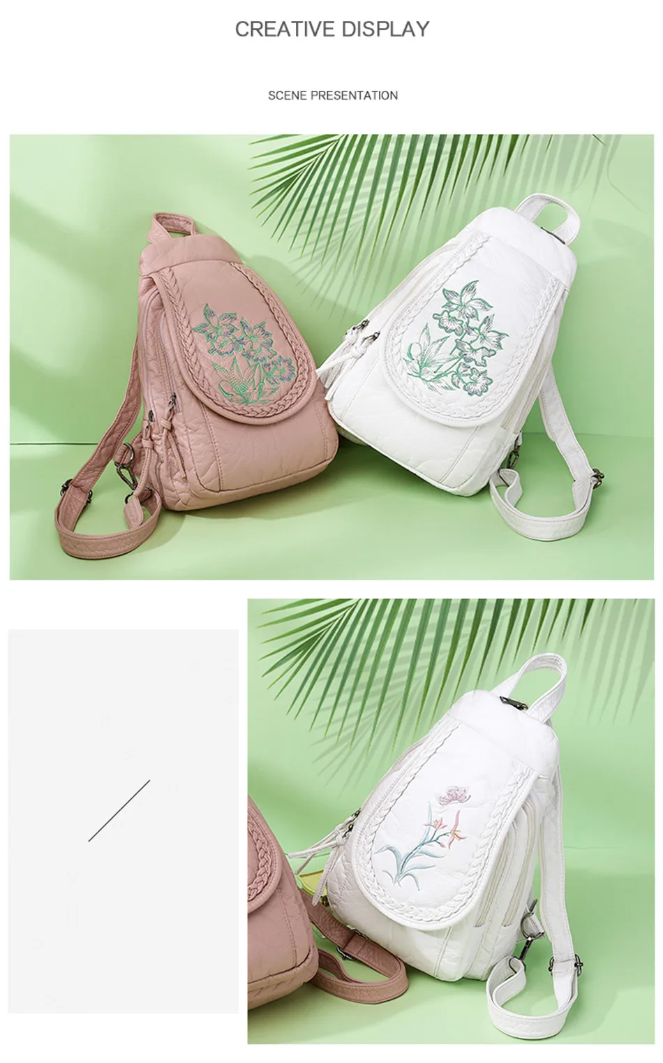 New Multiple Colour Fashion Embroidery Pattern Backpack  Luxury Mini Backpack Women Designer High Quality Leather Softback 2021