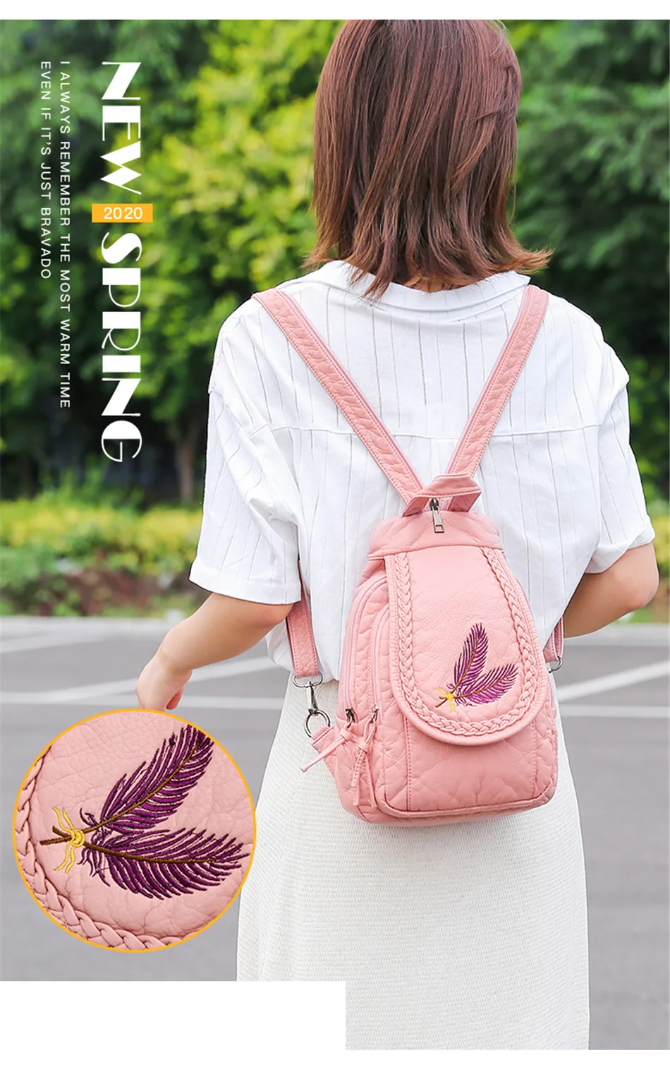New Multiple Colour Fashion Embroidery Pattern Backpack  Luxury Mini Backpack Women Designer High Quality Leather Softback 2021