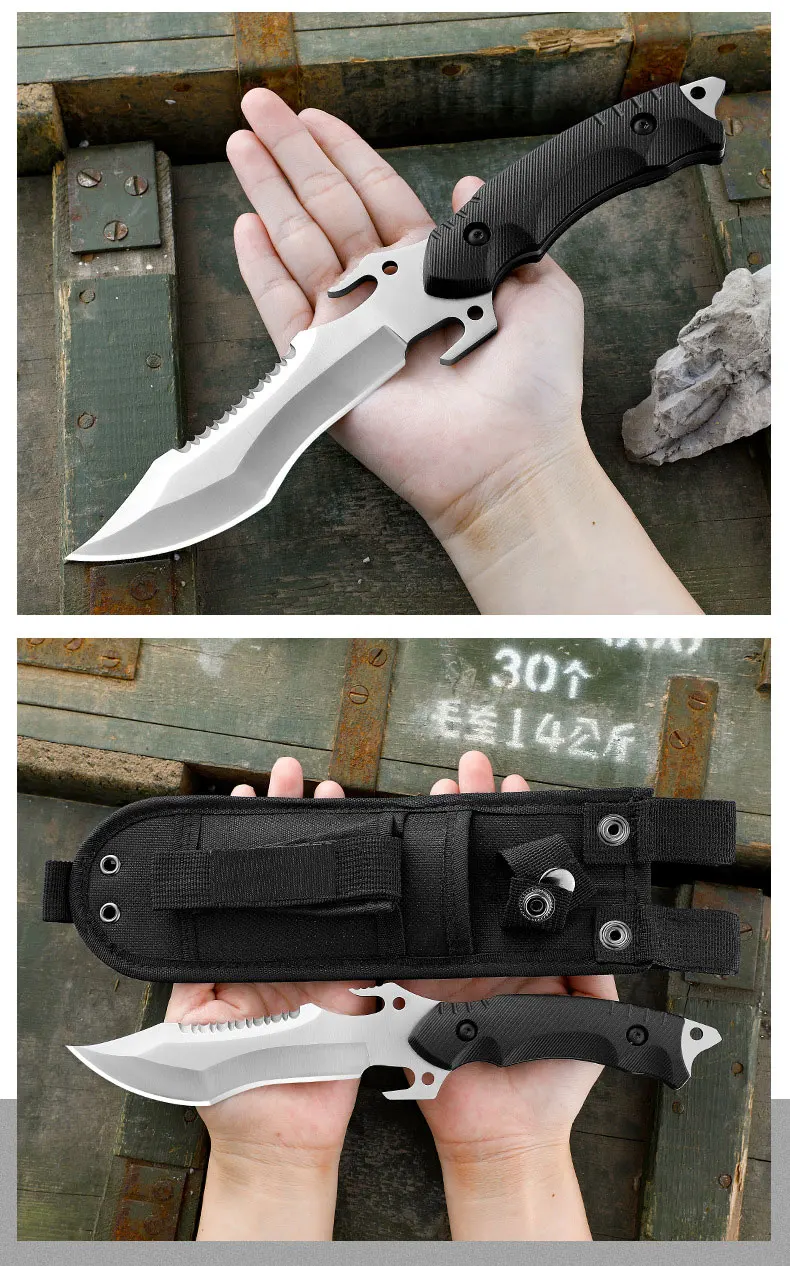 Straight Knife Outdoor Knife Portable Carry Pocket Knife Military Knife Field Hunting Tactical High Hardness Survival Knife