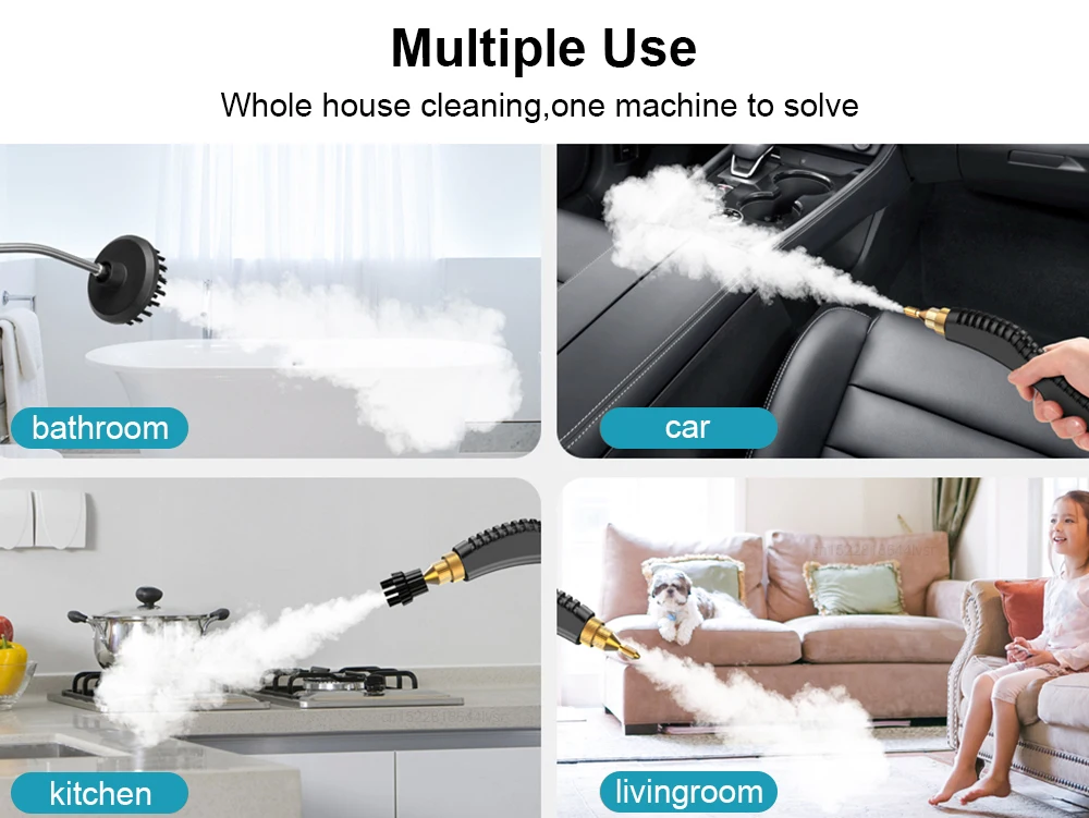 Steam Cleaner 2500W High Pressure Steam Cleaner Handheld High Temperature Steam Cleaner for Home Kitchen Car Vehicle Cleaner