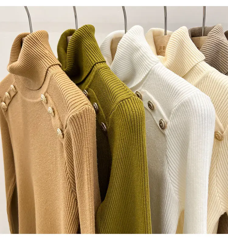 2024 Autumn and Winter New Cashmere Sweater Women's Turtleneck Long sleeved Knit Pullover Slim Cashmere Sweater